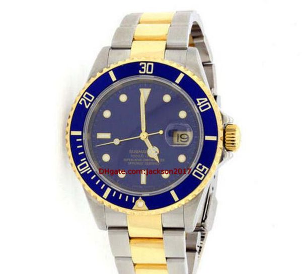 Montres-bracelets de haute qualité Montre pour hommes BLEU SUB 16613 ACIER 18K OR JAUNE DEUX TON