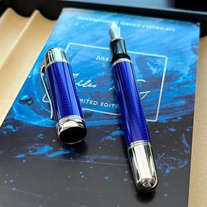 Hoge kwaliteit Schrijver Jules Verne Rollerball Pen Speciale editie Oceaan Blauw en Rood Zwart Metalen Balpen Vulpennen Schrijven offi204h