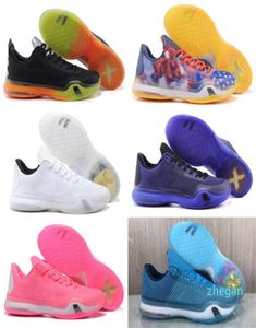 Alta calidad X 10 Think Pink Hombres Blanco Negro Baloncesto Mamba 10 Zapatos deportivos Tamaño 40454609520
