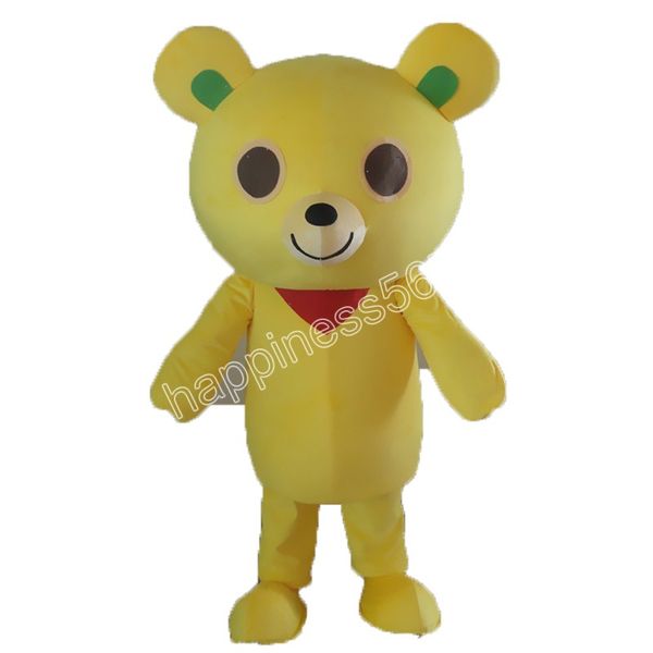 Costumes de mascotte d'ours jaune de haute qualité Costume de personnage de dessin animé Costume Halloween Adultes Taille Fête d'anniversaire Robe de festival en plein air