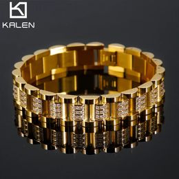 Bracelet Hip Hop en acier inoxydable brillant pour hommes, haute qualité, chaîne en y, couleur or et argent, 240125
