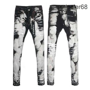 Hoogwaardige2024 Purple Brand Hipster Jeans High Street zwaar vervaardigde spetteerde inkt Casual broek Amerikaans rechte jeans