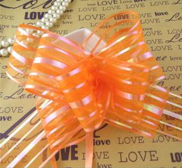 Haute qualité50pcslot 5cm de grande taille orange couleur organza tir arcs pour décoration de voitures de mariage organza organza rubans de fleur gi7379005