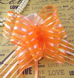 Haute qualité50pcslot 5cm de grande taille orange couleur organza plier arcs pour décoration de voitures de mariage organza organza rubans de fleur gi9441843