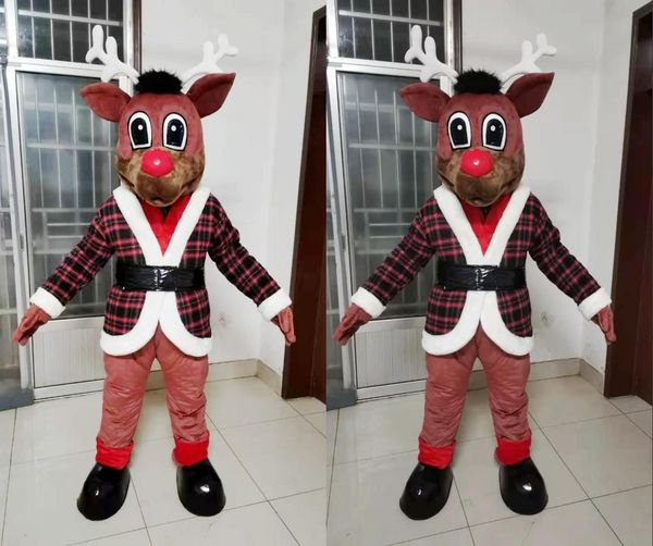 Costume de mascotte de cerf de Noël de haute qualité Halloween Costume de personnage de dessin animé de fête de Noël Costume Adulte Femmes Hommes Robe Carnaval Unisexe Adultes