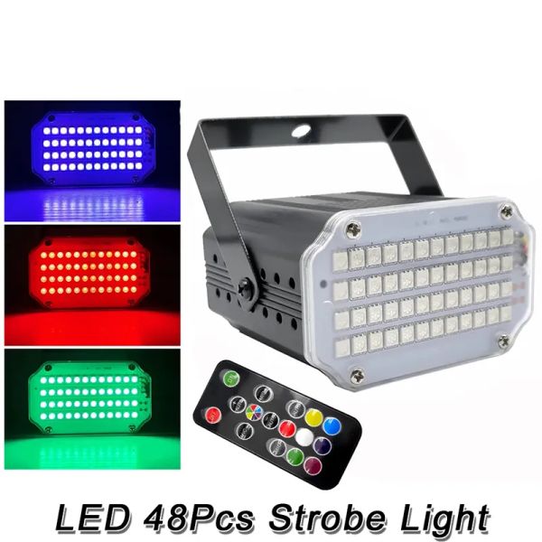 Éclairage laser haut qualifié stroboscopique Light Sound Control Stage Lights 48leds RGB DJ Disco Club Lampe de mariage Effet LAMPS LL