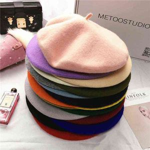 Haute qualité épais Kaki béret femmes chapeau femme laine coton casquette rouge chaud hiver chapeaux pour femmes casquettes Gorra capuche femme Hiver vente J220722