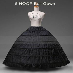 Jupons noirs à 6 cerceaux de haute qualité, pour robe de bal, robes de mariée, Crinolines, 8917061