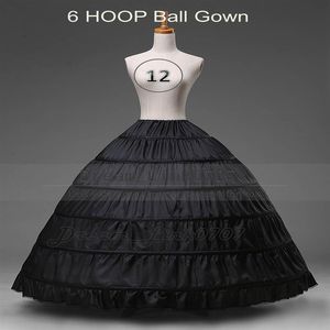 Haute qualité 6 cerceaux jupons noirs pour robe de bal robes de mariée mariée agite Crinolines 262P