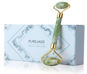 Masajeador con rodillo de jade verde claro de alta calidad con caja de regalo Rodillo de ruido natural Antienvejecimiento V cara Belleza Cuidado saludable Tool4082779