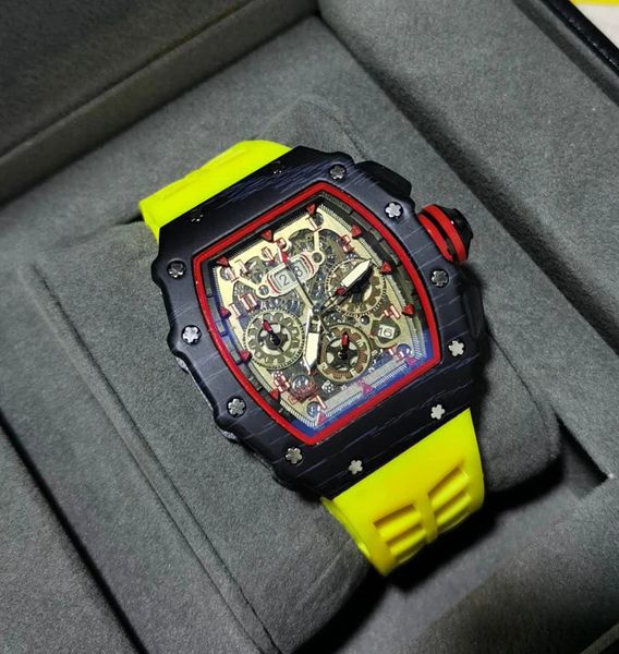 Montres de luxe pour hommes de haute qualité chronographe à 6 broches Unique créatif sport affaires bracelet en silicone montres à quartz pour hommes