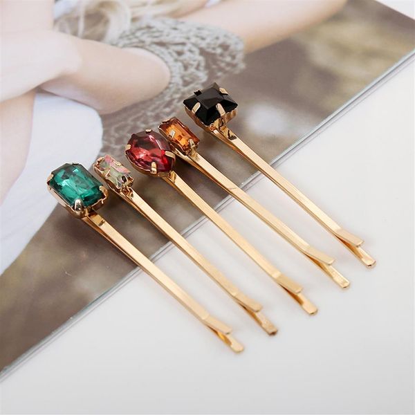 Pinzas para el cabello con diamantes de alta calidad, pasadores para el cabello chapados en oro con diamantes de imitación para mujeres y niñas, joyería de moda, regalo de boda 2287