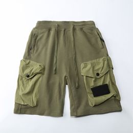 Pantalones cortos con piedras para hombre, diseñadores de marca de alta calidad, pantalones cortos informales con bolsillo 3D y emblema clásico de algodón