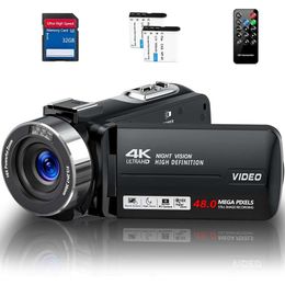 Caméra 4K haute résolution avec vision nocturne infrarouge, 18x zoom numérique, 48 millions de pixels, écran tactile rotatif de 3 pouces - parfait pour les blogueurs et les youtubers
