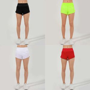Haut-hauteur L_8263 Femmes doublées Yoga avec une poche à glissière arrière Shorts de tirage continu Sports respirants courts