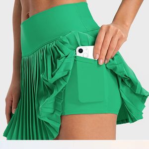 Falda de tenis Grand Slam microplisada de tiro alto, pantalón corto interior cómodo con bolsillos laterales, pantalones cortos para correr ligeros y elásticos en 4 direcciones 240304