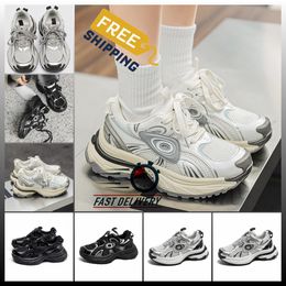 High Rise Popular Dikke Dikke Soled Dad Shoes Women Nieuw China-Chic veter Sneaker Sliver Mixed Color Leather Leer Spring Summer 2024 Classic
