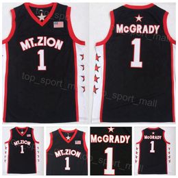 High School 1 T-MAC Basketball Jersey Mount Zion Christian Tracy McGrady College For Sport Fans University Team Black Pure Cotton Embroidery Ademende Mans NCAA