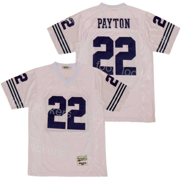 High School 22 Walter Payton Jersey Fútbol Jackson State All Stitched University Team Away White Pure Cotton Moive Jersey transpirable College Vintage Uniform