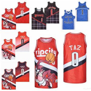 High School Basketball 0 Ripcity Taz Jerseys Oakland Wildcats Damian Lillard 1 Shirt Uniform Black Red Blue Team weg Hiphop Pullover Moive College voor sportfans