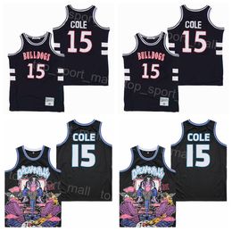 Baloncesto de la escuela secundaria 15 Jermaine Cole Jersey Terry Sanford Camisa Uniforme MARCA X 15 DREAMVILLE Color del equipo Azul marino Negro Moive HipHop College Stitched Vintage