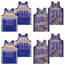 High School Basketball Ben Simmons Trikots 20 Montverde Academy Marble Shirt Teamfarbe Lila Moive HipHop College Stitched University Pullover Uniform Herren Sale