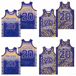 Lycée Basketball Ben Simmons Maillots 20 Montverde Academy Marble Shirt Équipe Couleur Violet Moive HipHop College Stitched University Pull Uniforme Hommes Vente