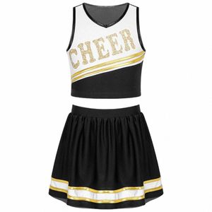 Lycée Cheer Leader Costume pour les filles Halen Outfit Cheerleading Uniforme Carnaval Party Cosplay Fantaisie Dr Up Vêtements U1F0 #