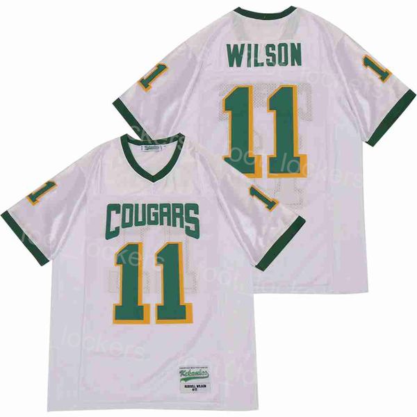 High School Cougars Collegiate Football 11 Russell Wilson Jersey Hombres Moive Bordado Transpirable Pure Cotton Retro Team White College For Sport Fans University