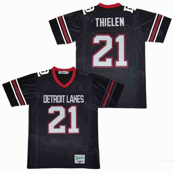 Fútbol de la escuela secundaria 21 Adam Thielen Jerseys Detroit Lakes Hombres Universidad transpirable All Ed Retro Team Black Moive Jersey de algodón puro Universidad Hiphop Venta