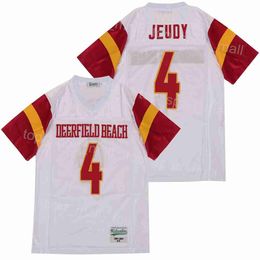 High School Football 4 Jerry Jeudy Jersey Deerfield Beach Moive Pure Cotton Ademende College voor sportfans genaaid Hiphop Team White Pullover Size S-XXXL