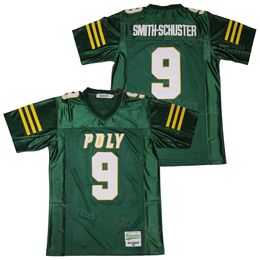High School Football 9 Juju Smith-Schuster Jersey Long Beach Polytechnic Jackrabbits Moive Pure Cotton Hiphop College pullover Adembious Stitched Team Green