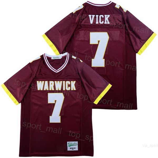 Lycée Football Warwick 7 Michael Vick Maillots Pur Coton Film Respirant Équipe Couleur Rouge Collège Ed Vintage Université pour Les Fans De Sport Pull Vente