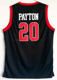 Lycée Gary Payton Jersey 20 hommes noir basket-ball horizon maillots vente pour les Fans de Sport respirant