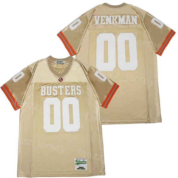 High School GHOST Football Jersey 00 PETER VENKMAN Moive Sports Team Color Marrón Costura y cosido Transpirable Pure Cotton College Pullover Retro University Top