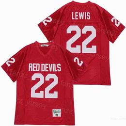 High School Kathleen voetbalshirts 22 Ray Lewis Moive Uniform Ademend Pure Cotton Retro Team Red Color College voor sportfans pullover Hiphop gestikt hoog
