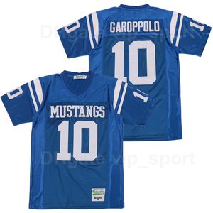 High School Meadows Mustangs Football 10 Jimmy Garroppolo Jersey Bleu Team Color Sport Pur Coton Ed Respirant Top Qualité Hommes Vente