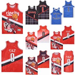 High School Oakland Wildcats Jersey Basketball Damian Lillard 1 0 Ripcity Taz Shirt Uniform Black Red Blue Team Hiphop Pullover College For Sport Fans Moive Retro