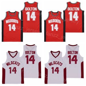 High School Wildcats Jersey Basketball 14 Troy Bolton Moive voor sportfans Ademend team Red Wit weg pure katoenen hiphop pullover University shirt vintage