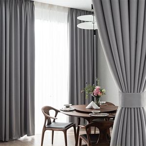 Cortinas opacas con aislamiento térmico de alto sombreado para sala de estar, dormitorio, negro, gris, tratamiento de cortina de ventana gruesa Simple 220511