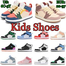 Zapatos para niños 1s Jumpman High Niños pequeños Zapatillas de deporte Baloncesto Universidad Azul Lucky Green Digital Pink Toe Gris Chicago Diseñador de niños