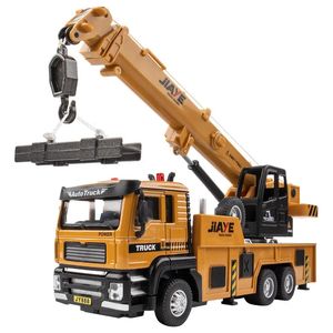 Hoge simulatie 1 50 Legering Trek terugte engineering Crane ModelDump graafmachines en lichte truck speelgoed 240223
