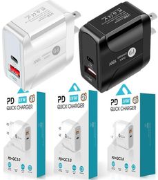 Chargeur PD haute vitesse 12W 24A EU US AC pour voyage à domicile, adaptateurs d'alimentation USbC Type c pour IPhone 6 7 8 11 12 13 14 Samsung S10 S20 htc A8817710