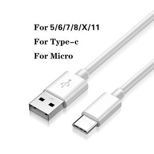 Câble USB haute vitesse 3A Chargeur rapide Micro USB Type C Câbles de charge 1M 2M 3M pour Samsung LG Huawei Téléphones Android Cordon de données de charge