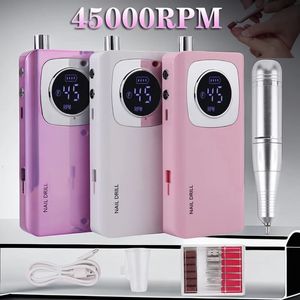 Machine à ongles à ongles rechargeable à haute vitesse 45000 tr / min avec accessoires de ponceau de vernis à ongles professionnels à faible bruit LCD