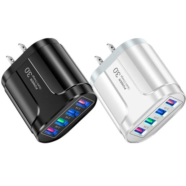 Chargeur mural USb haute vitesse 4 Ports 5.1A, adaptateurs d'alimentation secteur EU US Uk pour Iphone 12 13 14 Pro Max Samsung Huawei téléphone Android