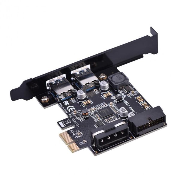 Alta velocidad 5Gbps 20Pin PCI-E Express a 2 puertos USB 3.0 Adaptador de tarjeta de expansión Interno 19Pin para computadora de escritorio Nuevo