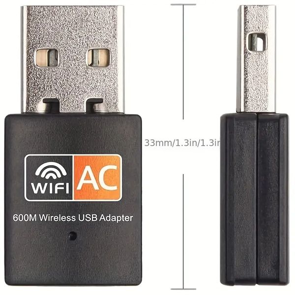 Adaptateur Wi-Fi USB double bande haute vitesse 600 Mbps - Dongle Plug-and-Play facile pour une connexion Internet plus rapide
