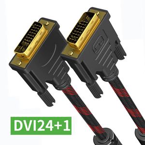 High Speed ​​DVI -kabel Goud vergulde plug mannelijke DVI tot DVI 24 1 mannelijke gevlochten draad 1080p voor LCD DVD HDTV Xbox Computer Monitoraansluiting 1,5 m 3m 5m
