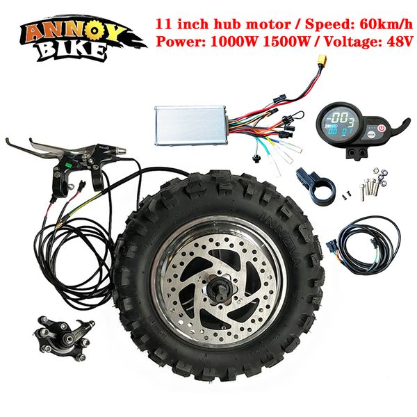 Kit de moteur de moyeu haute vitesse LY 11 pouces 48V1000W1500W moteur de moto électrique BuggyGearless TX moteur 60 km/h Kit électrique gros pneu